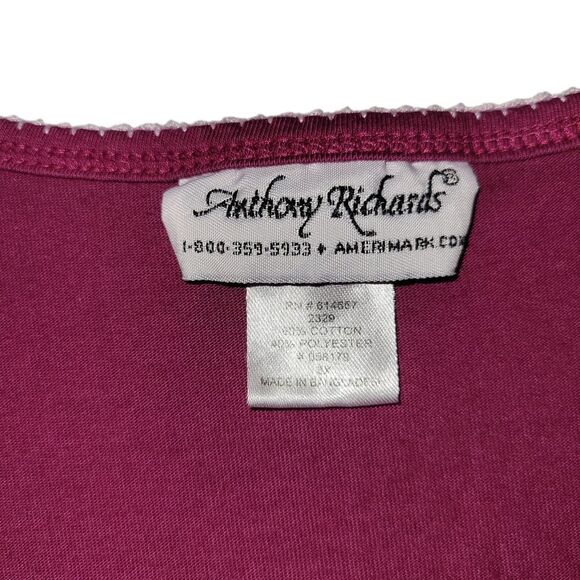 Anthony Richards Pink And White Embroidered Blouse Size 3x - Picture 2 of 4